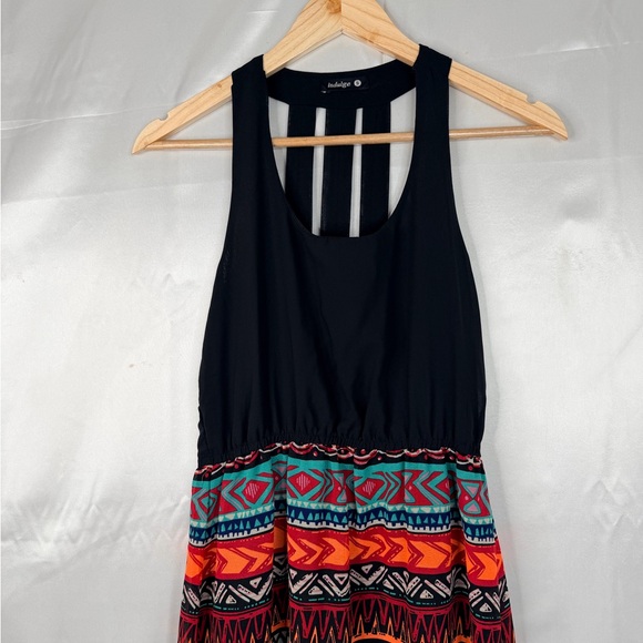 Indulge Tribal Print Maxi Dress Racerback Lined Black Boho Women’s S - Picture 2 of 8